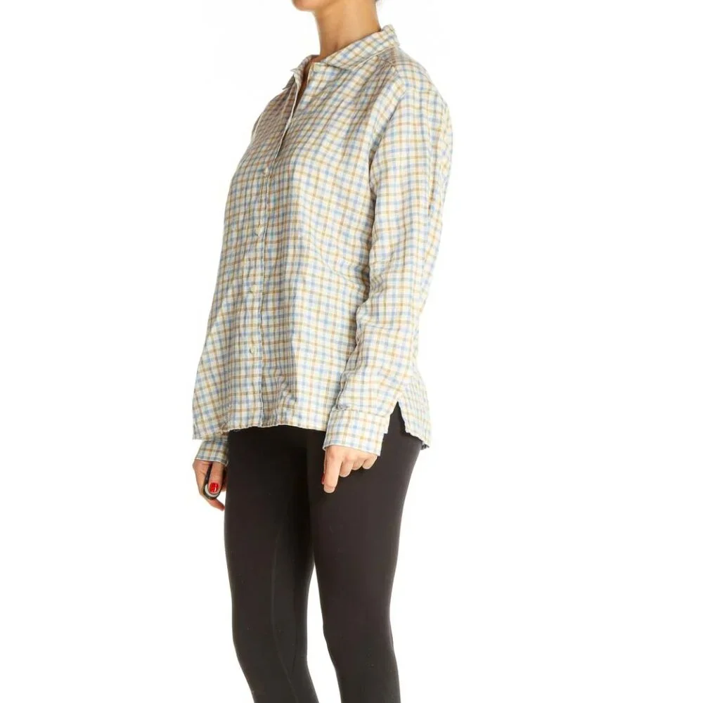 Moreno Martini Da Firenze Beige Checkered All Day Wear Shirt - Picture 2 of 3